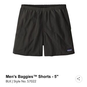 NWT Patagonia Men's Baggies Longs - 5" in Black
